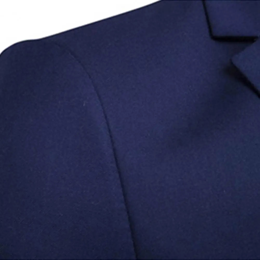 1 Set Stylish Formal Suit Temperament Men Pants Turndown Collar Pure Color One Button Suit Set Daily Wear