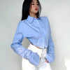 Zadily 2025 Summer Korean Style Long Sleeve White Shirt Women Sexy Button Ladies Crop Tops Blouse Street New In Female Clothing