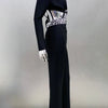 2024 New Arrival Black White Women Long Sleeve Sexy V-Neck Bodycon Bandage Set Shinning Crystal Nightclub Party Women's Set