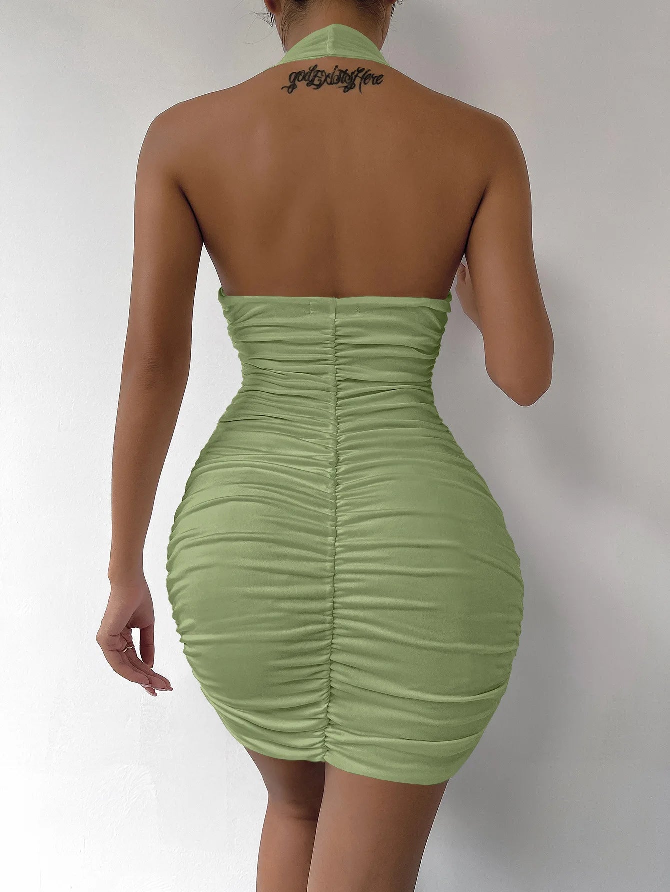 Sexy tiefes V Abendparty Ärmelloses rückenfreies Kleid 2024 Sommer Kurzes Weißes Neckholder-Kleid Damen Enges Club Mini Kleid Clubwear