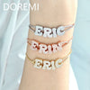 DOREMI Fat Bubble Slide Armband mit Initialen, voll mit Kristallbuchstaben, Damen-Namen, DIY-Schiebebuchstaben-Armbänder
