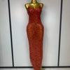 Luxury Rhinestones Sexy Mesh See Through Bodycon Dress Women Birthday Evening Cocktail party Gown Red Carpet Club Stage Outfit