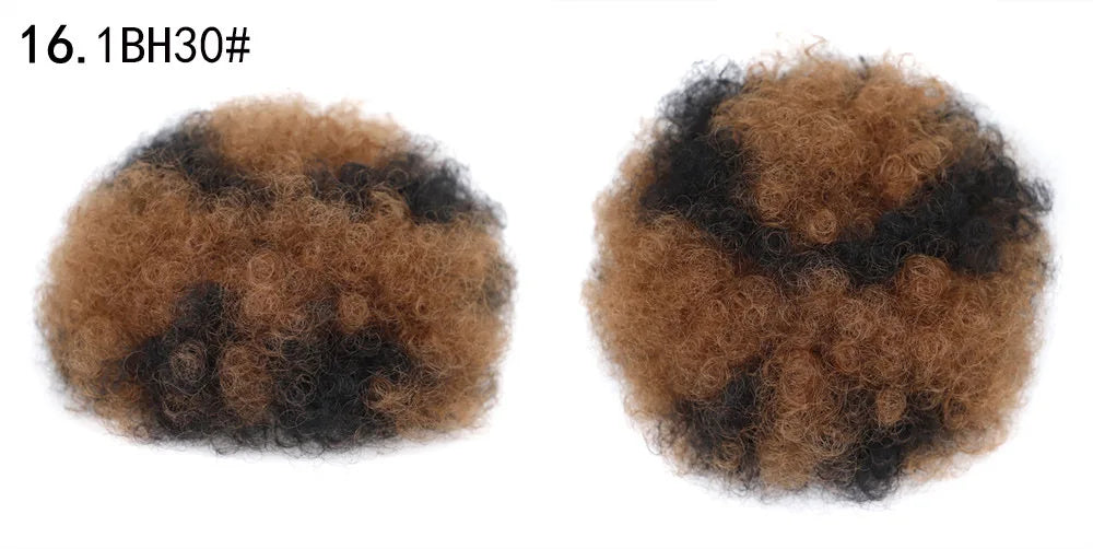 Synthetic Afro Puff Drawstring Ponytail Hair Bun 10 Inch Short Afro Kinkys Curly Afro Bun Extension Hairpieces Large Size