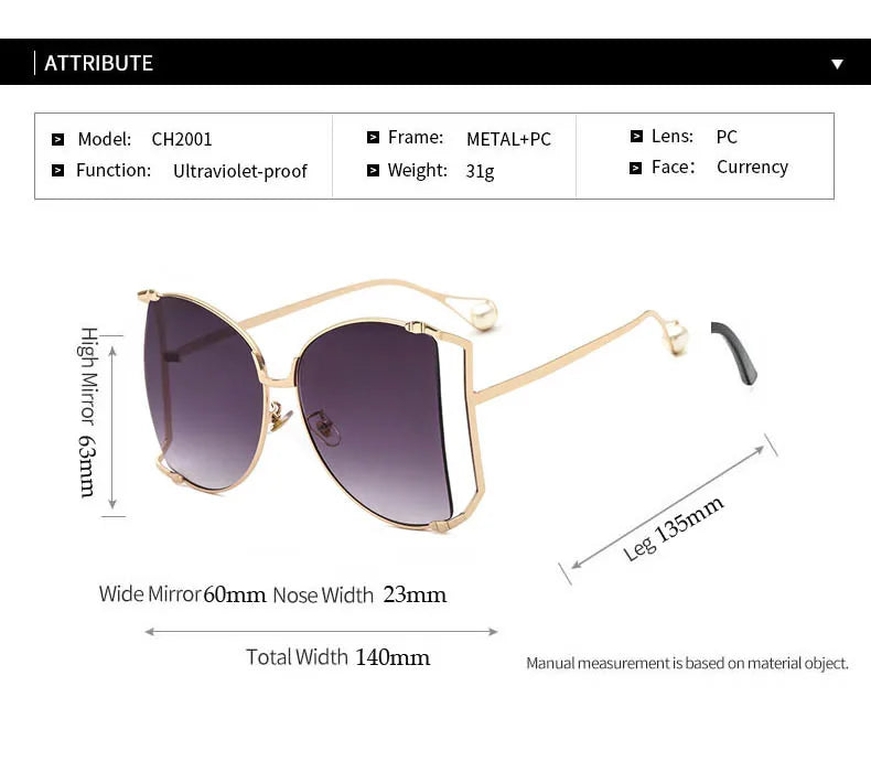 Fashion Model Ocean Gelb Quadratische Sonnenbrille Damen Luxusmarke Oversized Shades Perle Chic Sonnenbrille für Damen Herren Oculos