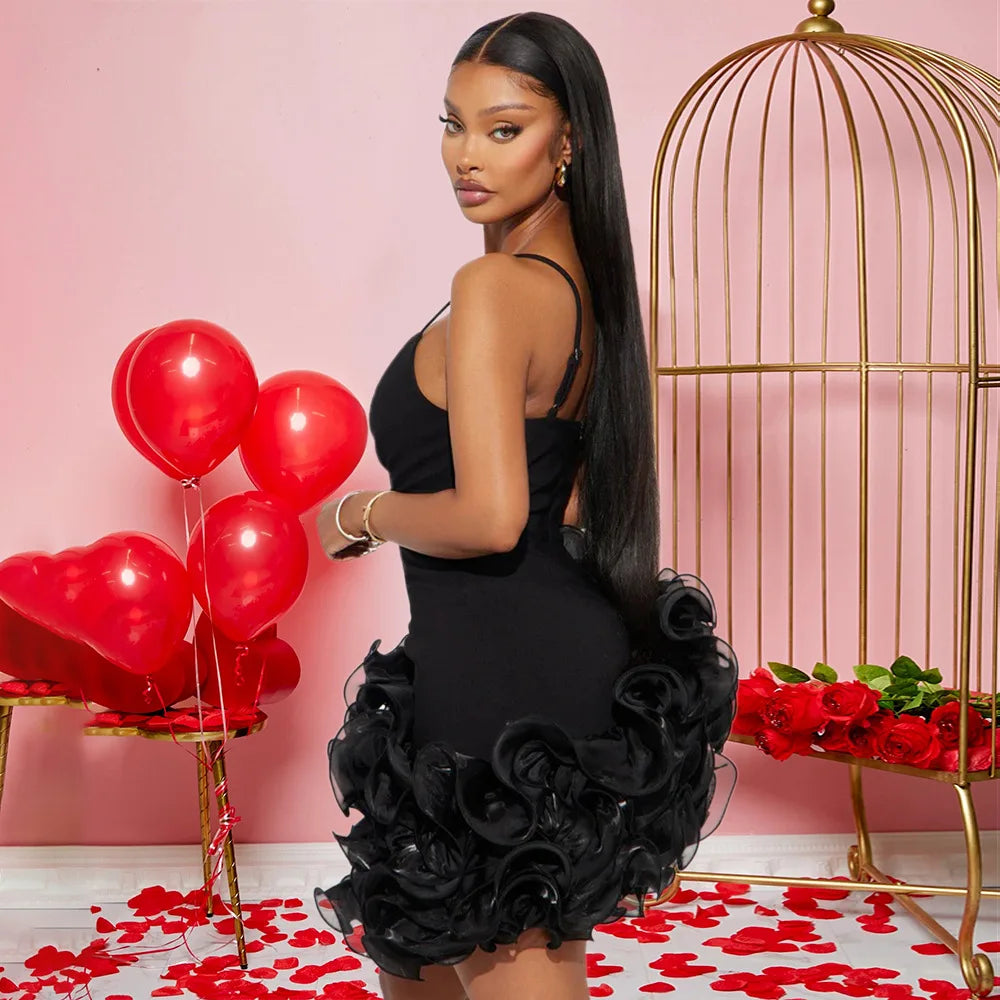 Damen Rüschen Ärmelloses Bodycon Mini-Faltenkleid Party Elegant Kurze Abendkleider Luxus Sexy Geburtstag Rotes Ballkleid