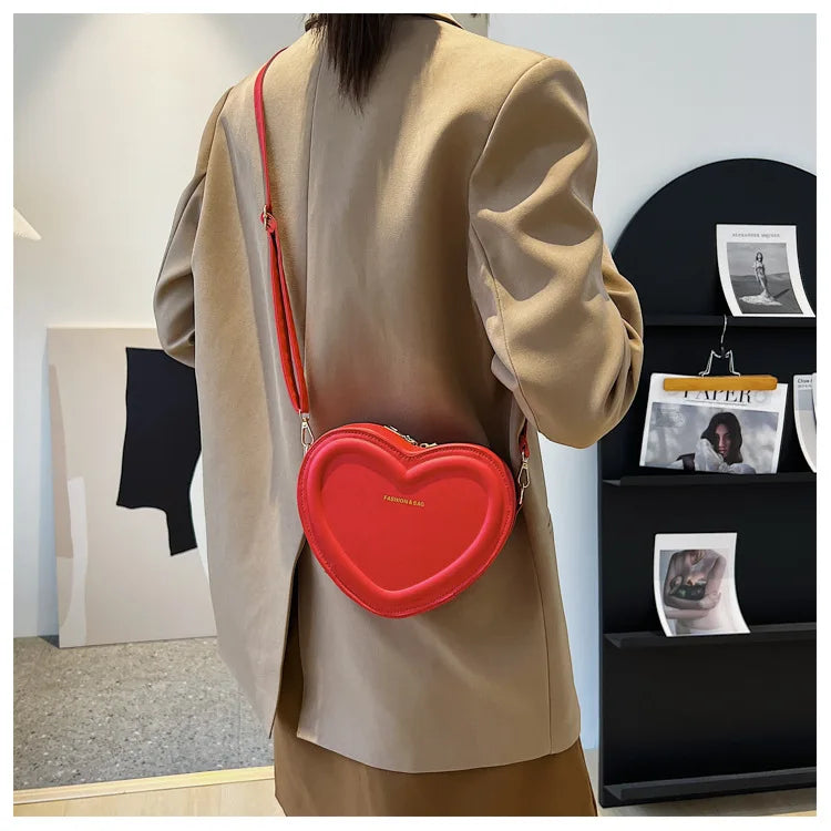 Fashion Heart Shape Crossbody Bags For Women New Solid Pu Leather Shoulder Bag Casual Ladies Handbags Designer Women Bags сумка