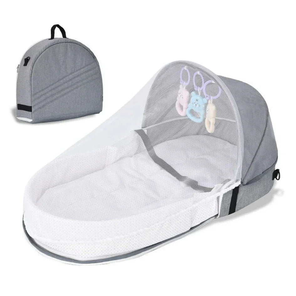 Babybett, faltbar, tragbar, mit Netz und Verdeck, Babynest, tragbares Babybett zum Campen, Säuglingswiege