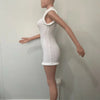 Joskaa Elegant Solid Stand Collar Sleeveless Bodycon Irregular Mini Dress for Women 2024 Summer Evening Birthday Party Clubwear