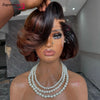 Ombre Chotolate brown Straight Bob 13x4 Lace Closure Human hair Wigs 100% Vietnamese Hair Wear and Go Glueless Layered Cut Wig
