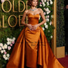 Verngo Orange Satin Evening Dress ELegant Strapless Celebrity Matching Prom Gown Simple Party Dresses Customized