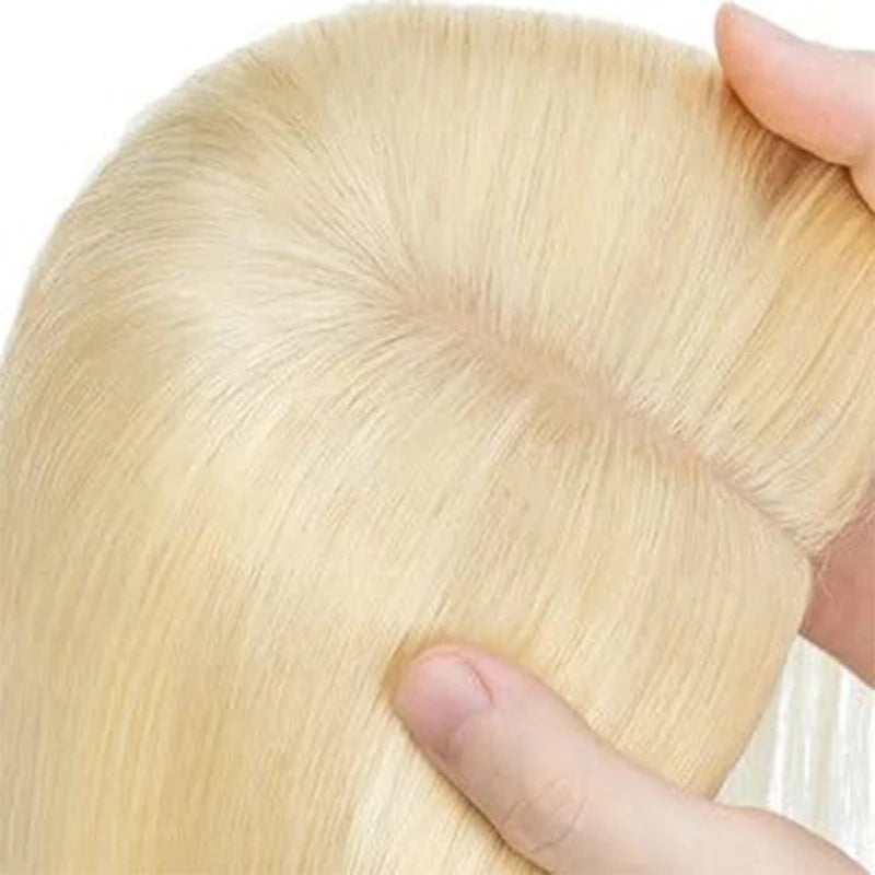 Silk Base Top Women Topper Clip In Real Human Hair Hairpiece Human Hair Extension Thin Breathable Blonde Toppers Hair Women Wig