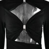 Articat Sexy Hohl Saum Langarm Elastisches Enges Kleid Damen Falten Doppellagig Weibliche Vestidos Elegantes Party Abendkleid