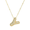 Cubic Zirconia Gold Plated  Bubble Alphabet Letter Necklace Monogram Necklace Balloon Initial Necklace Gifts for Women Girls
