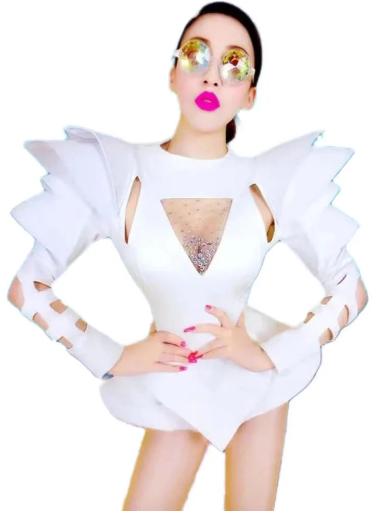 GOGO Dance Bodysuit DJ Leading Dance Rave Clothes Singer Stage Wear New Stage Costumes Women Nightclub Rhinestone Jumpsuit