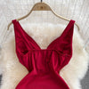 Fashion Bodycon Sexy V-neck Low Cut Mini Short Work Dress Women Backless Irregular Sleeveless Short Hip Wrap Vest Dress OL Red