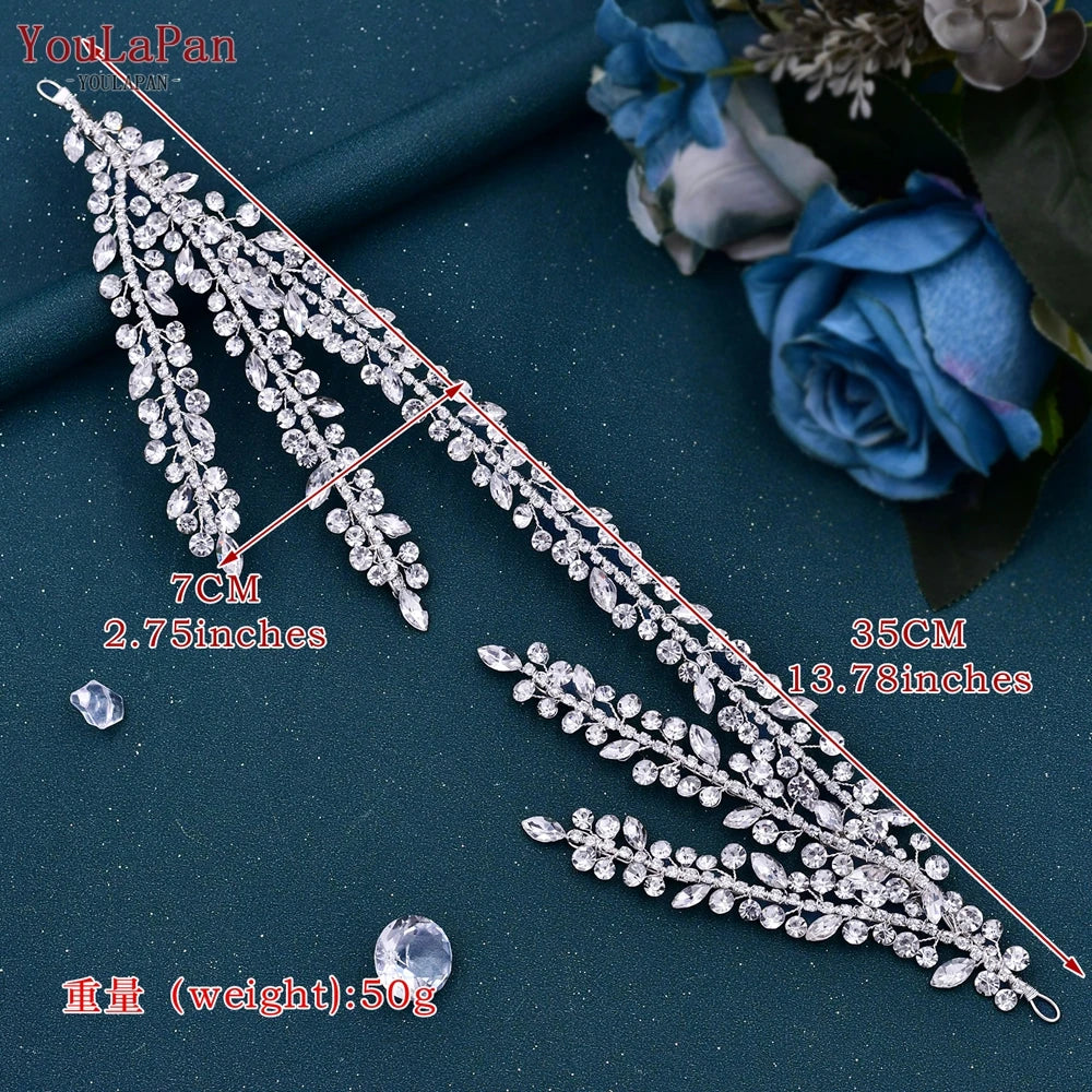 YouLaPan HP500 Rhinestone Bridal Headband Tiara Wedding Hair Accessories Luxury Bride Headpiece Pageant Headdresses Hair Jewelry