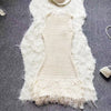 Fashion Tassel Knitted Short Sundress Women Sleeveless Stand Neck Elastic Bodycon Dress Beach Streetwear Bodycon Mini Dress