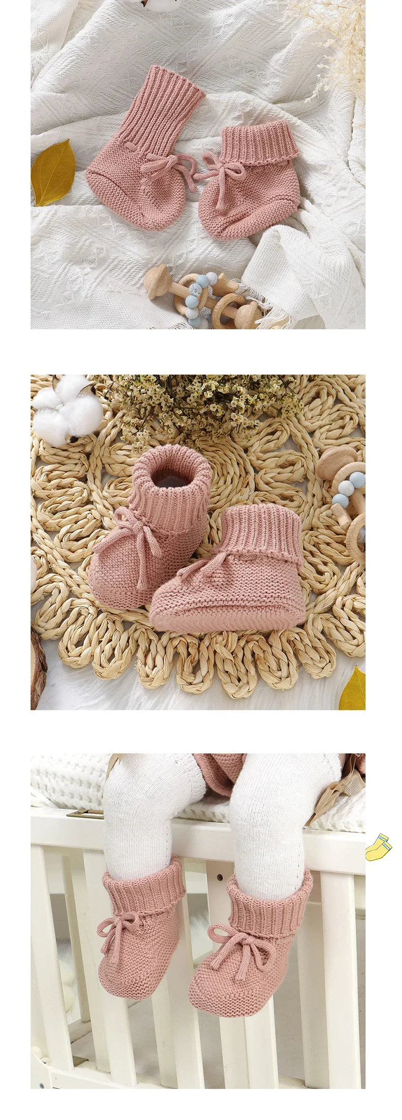 Baby Schuhe Baumwolle Gestrickte Neugeborene Mädchen Jungen Stiefel Mode Einfarbig Warme Kleinkind Kind Slip-On Bettschuhe Handgemacht 0-18M Fußbekleidung