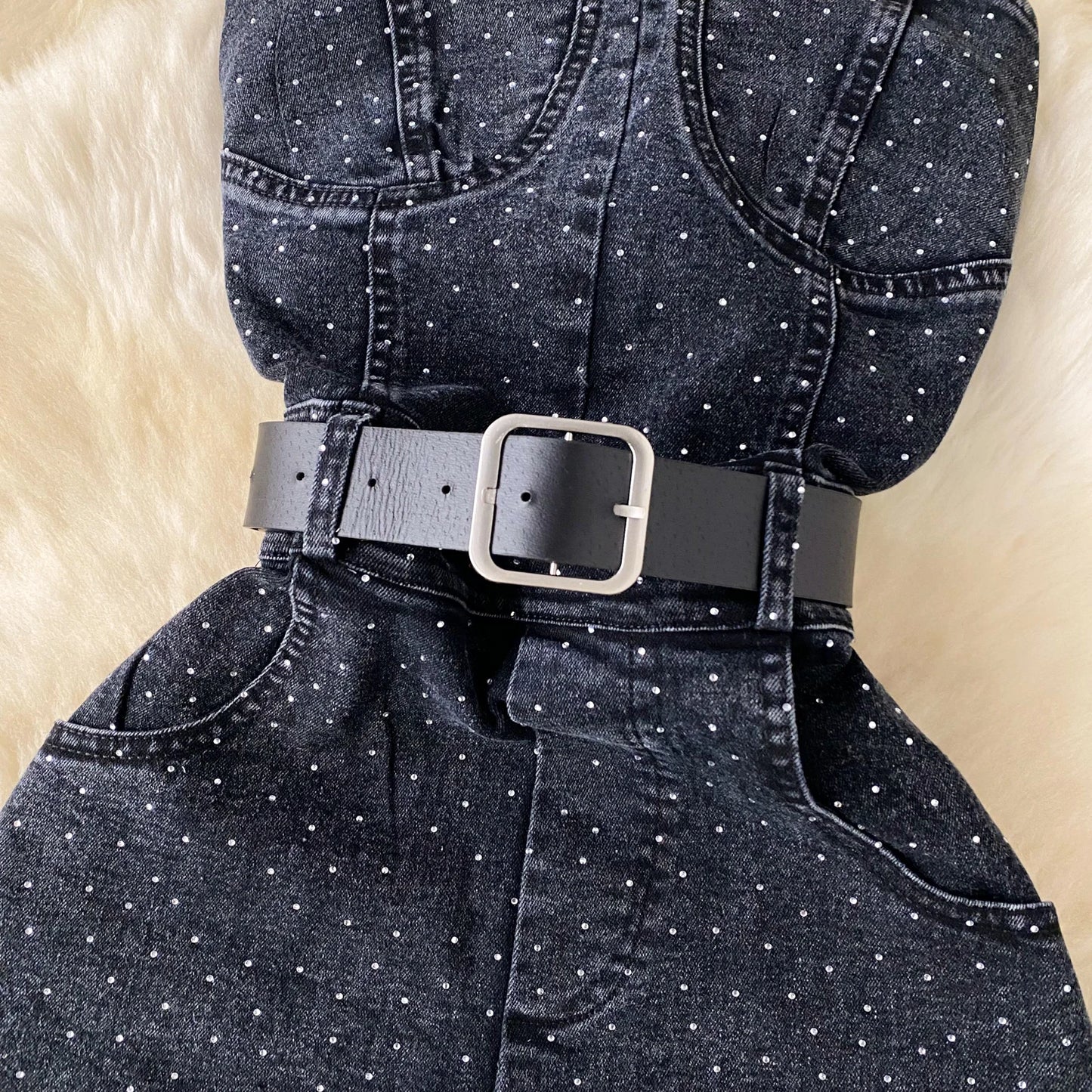 Damen Jeans Jumpsuit Sommer Playsuit Mode Hot Drill Hoher Bund Schmal Ärmellos Trägerlos Gürtel Outfits