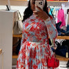 Women Two Piece Sets Shorts Skirt Set Full Sleeve Print Top Short Skirts A Line Pleated High Waist Y2k Streetwear Elegant Autumn