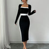 Autumn Winter Sweater Dress for Women 2024 New Arrivals Square Neck High Waist Long Knitted Dress Korean Maxi Dresses