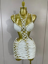 2026 Women Sexy White Halter Neck Perspective Hollow Mini Dresses Summer Backless Nightclub Party Evening Club Performance Dress