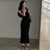 CIBBAR Basic Strick-Maxikleid Koreanische Mode Quadratischer Kragen Ärmellos Damenkleider Sommer Lässig Y2k Vintage All-Match Outfits