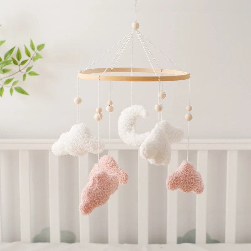 Baby-Kinderbett-Mobile-Rassel-Spielzeug 0-12 Monate Säugling Weicher Filz Teddy Samt Rosa Bär Bettglocke Hängendes Spielzeug Halterung Babybett Mädchen Spielzeug