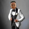 Suit for Boys Wedding Tuxedo 3 Piece White Jacket Royal Blue Pants Vest Kids Blazer Set Slim Fit Tailored Outfit