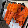 GO BALLISTIC YA Ladies' Genuine Leather Jacket with Fur Sleeve Women's Natural Lambskin Outfit