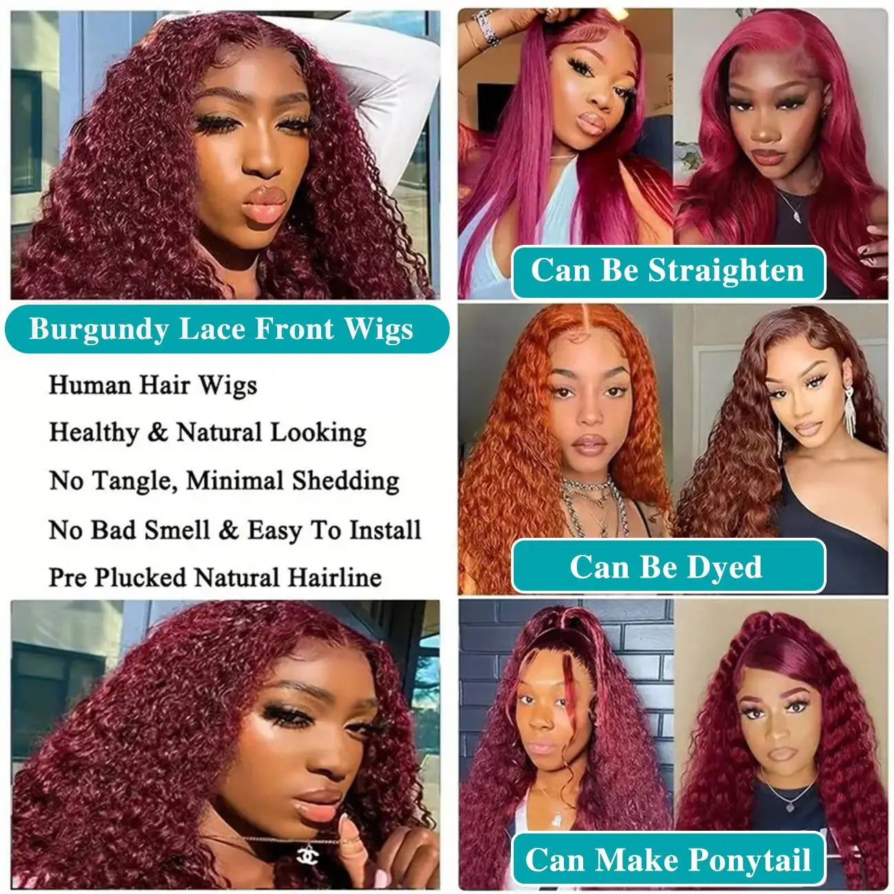 Burgundy Wig Human Hair 99j 13x6 Deep Wave Lace Front Wigs Human Hair Pre Plucked HD Transparent Lace Frontal Wigs For Women