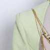 TWOTWINSTYLE Backless Spliced Button Blazers For Women Notched Collar Long Sleeve Patchwork Chain Chic Blazer Female Fashion New