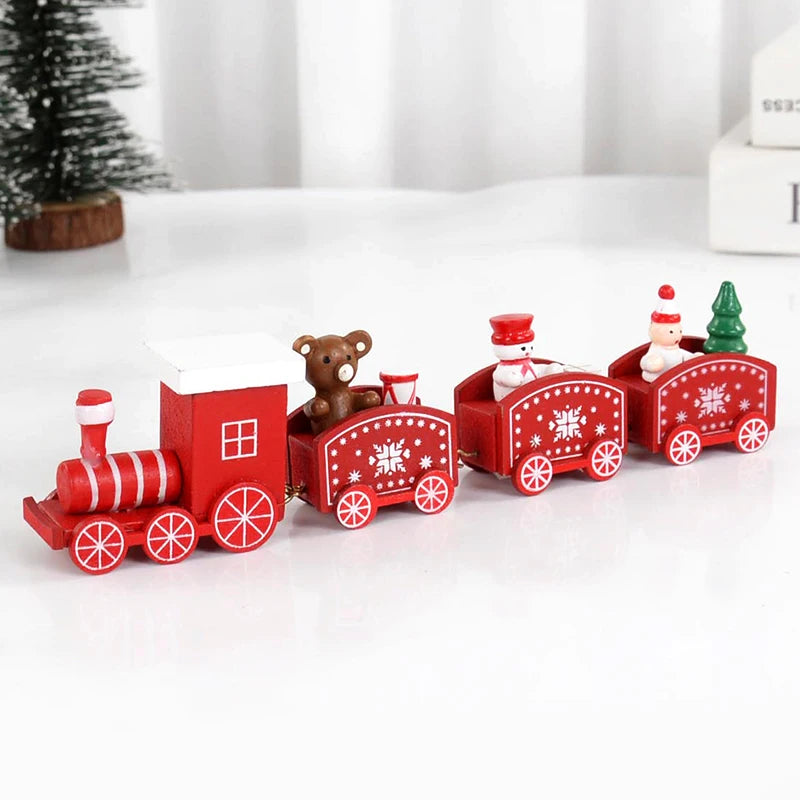 Weihnachten Holzeisenbahn Frohe Weihnachten Dekorationen für Zuhause 2024 Weihnachtsbaumschmuck Navidad Noel Kindergeschenk Frohes Neues Jahr 2025