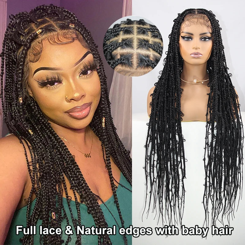36 Zoll Synthetische Spitze Geflochtene Perücken Schmetterlingszöpfe Spitzenperücke für schwarze Frauen Zopfperücken im Ausverkauf Box Braids Spitzenperücke