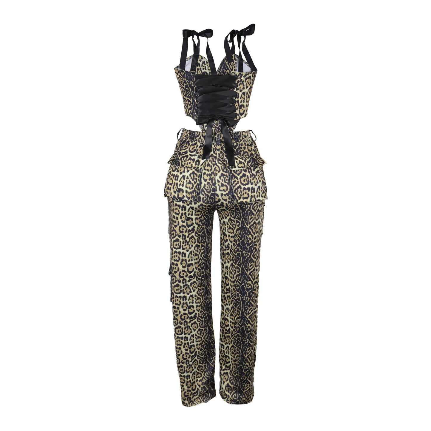 Two Pieces Women Pant Sets Print Matching Set Drawstring Pockets Sleeveless Top Elastic Waist Pants Slim Fit Casual 2026 Spring