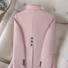 Fashion Women Casual Blazer Ladies Pink Black Blue Coffee Long Sleeve Single Button Female Jacket For Autumn Winter