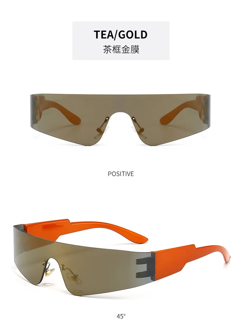 Neue Mode Bunte Sport-Sonnenbrillen Damen Cyberpunk Randlose Sonnenbrille Anti-UV Fahr-Sonnenbrille UV400 Oculos De Sol