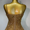 Luxury Rhinestones Sexy Mesh See Through Bodycon Dress Women Birthday Evening Cocktail party Gown Red Carpet Club Stage Outfit