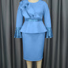 Church Dresses for Women Elegant Ruffles Long Flare Sleeves Sequined Party Bodycon Peplum Classy Occasion African Wedding Guest