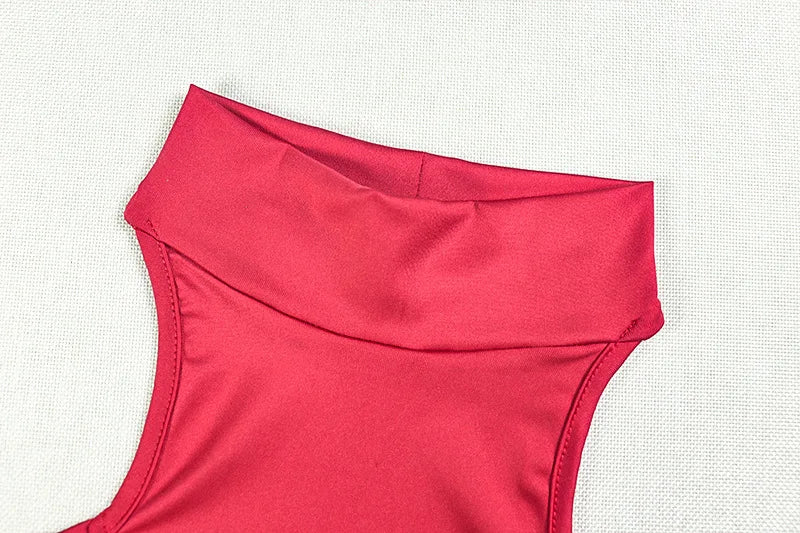Joskaa Elegant Red Mini Tiered Dress Women Hipster Sexy Halter Backless Skinny Vestidos 2025 Summer Clubwear Vacation Beachwear
