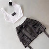 Harajuku Multiple Pockets Denim Plaid Skirt Goth Black Mini Skir Vintage Y2K New Fashion Womens Casual Versatile Sexy Streetwear