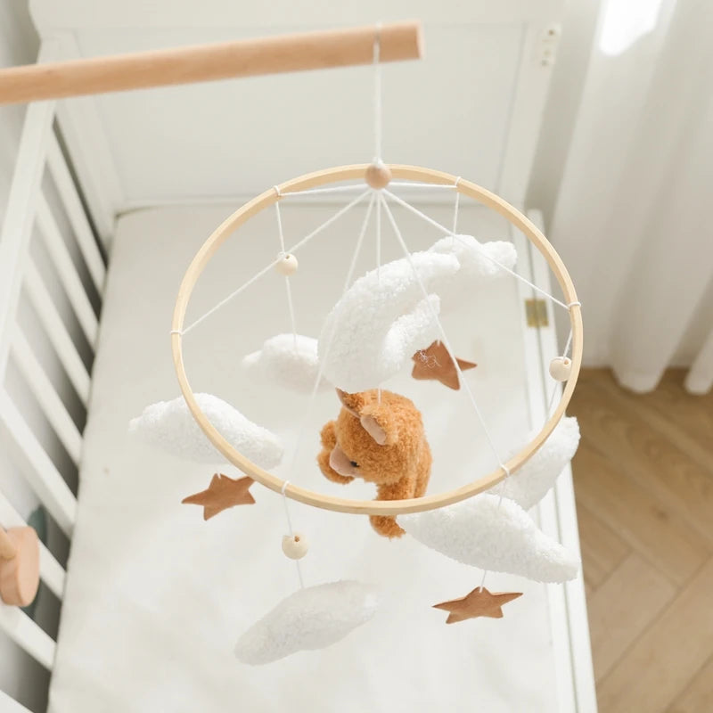 Baby-Kinderbett-Mobile-Rassel-Spielzeug 0-12 Monate Säugling Weicher Filz Teddy Samt Rosa Bär Bettglocke Hängendes Spielzeug Halterung Babybett Mädchen Spielzeug