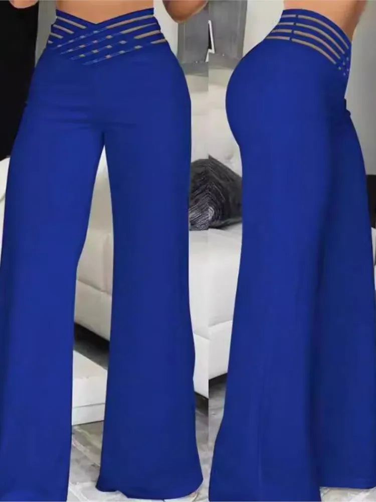 Spring Autumn Elegant High Waist Wide Leg Pants For Women Fashion Loose Long Pant Casual Office Solid Women Clothes New Pant