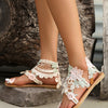 Sandals Women's Floral Pattern Hollow Out Toe Post Lace Flower Sandals Roman Style Open Toe Flat Shoes Women's Sandals