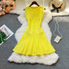 YuooMuoo Chic Fashion 2026 Summer Pleated Short Dress Women O-neck Slim Waist A-line Party Dress Streetwear Lady Outfits Vestido