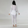 Sexy Mesh Patchwork Transparenter Club-Bodycon-Jumpsuit für Damen, durchsichtiger Einteiler-Overall, Clubwear, Party-, Geburtstagsoutfits