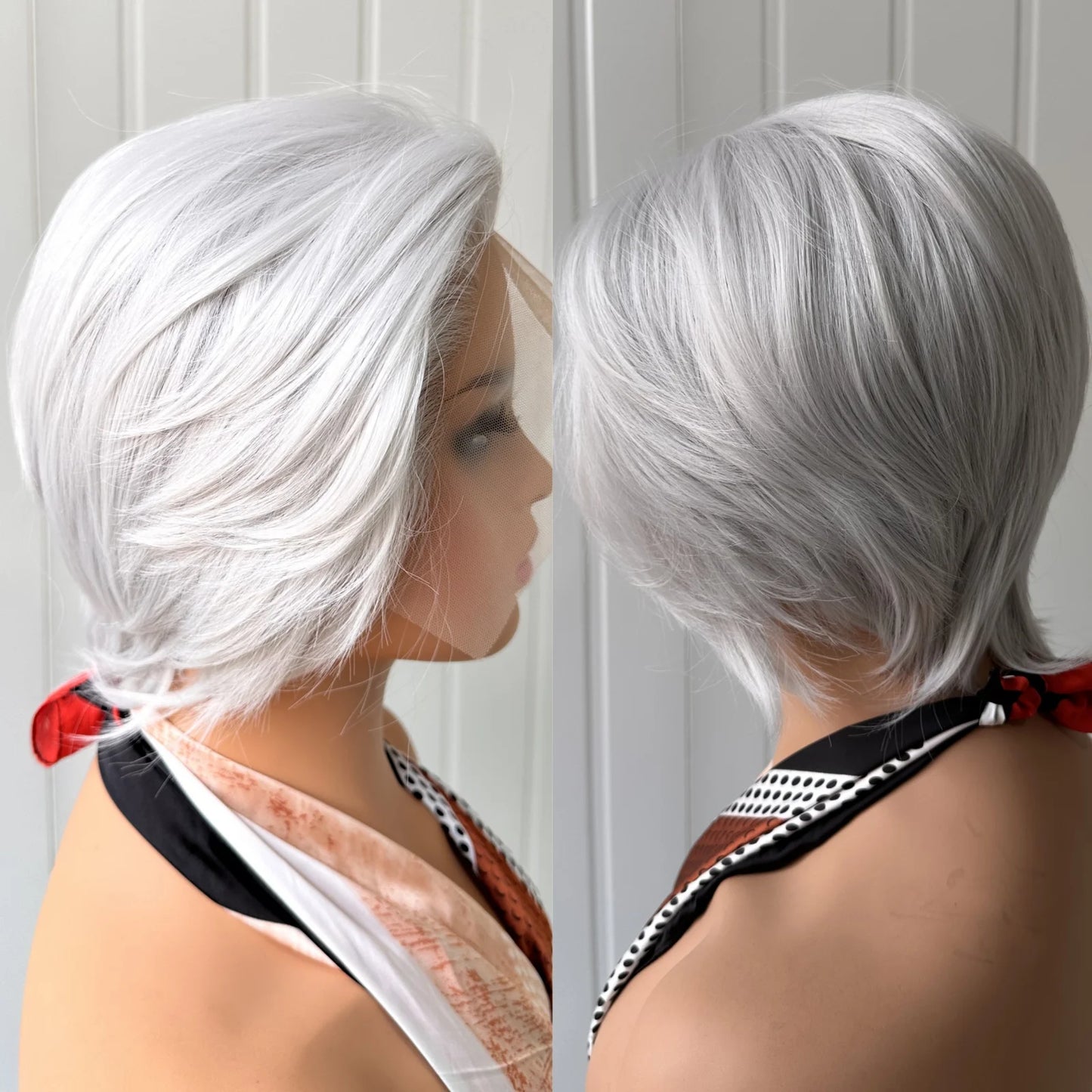 RDY Pixie Cut Kurze Bob Perücke Silbergrau Synthetische Lace Front Perücke Glueless Geschichtetes Glattes Haar Frontale Lace Perücken für Frauen Täglich