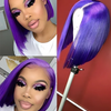 Purple Straight Bob Wigs Human Hair Preplucked Transparent Lace Frontal Wigs Brazilian 13x4 Short Bob Wigs 100% Human Hair Wigs