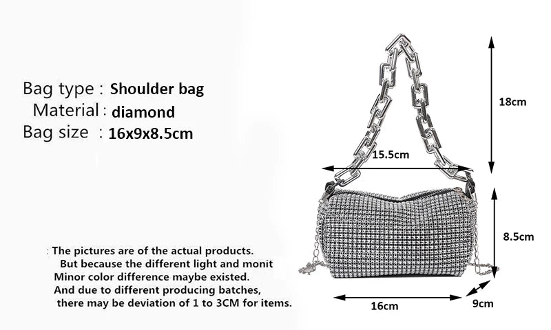 Women's bag 2024 New Rhinestones Handbags  for Women Bags Diamonds Shoulder Bag Purse Ladies Female Crossbody Bag Shining Bag