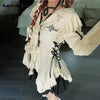Karrram Y2k Ästhetik Spitze Hemd Grunge Gothic Unregelmäßige Blusen Fee Harajuku Bandage Hemd Vintage Lolita Kleidung Mall Goth